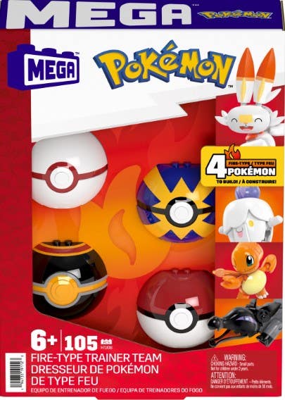 Pokémon Equipo de Fuego Mega Construx con 4 Pokeballs
