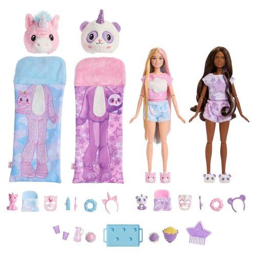 Barbie Cutie Reveal Pijamada 2 Pack Disfraz de Unicornio y Pandacornio