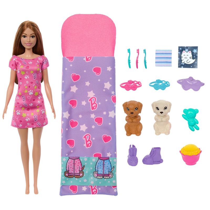 Mattel-Barbie-Set-Fiesta-Pijamas-Con-Perritos-HXN01