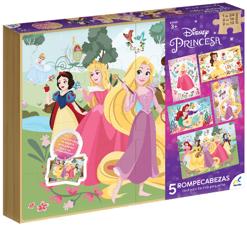 Rompecabezas 5 En 1 Disney Princesas de 60 Piezas