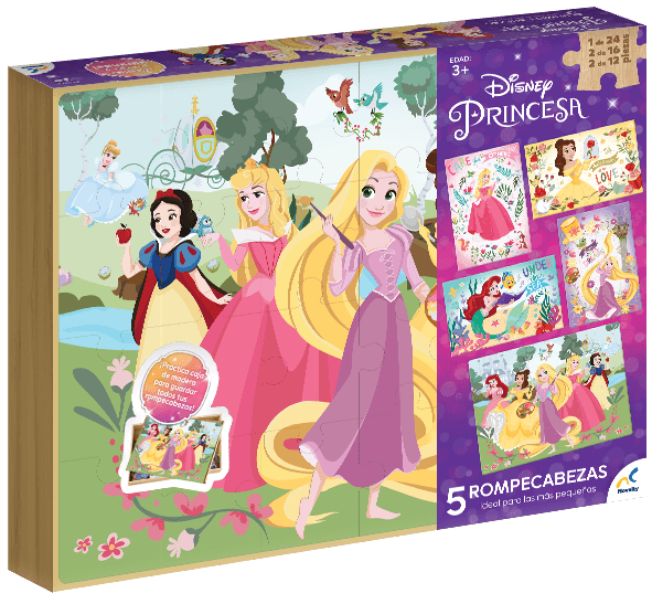 Rompecabezas 5 En 1 Disney Princesas de 60 Piezas - Juguetron