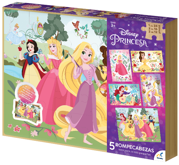 Rompecabezas 5 En 1 Disney Princesas de 60 Piezas - Juguetron