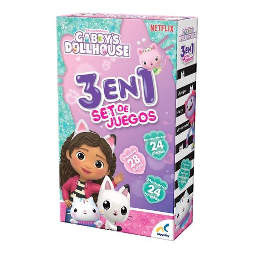 Gabby's  Doll House Set de Juegos de Mesa 3 en 1