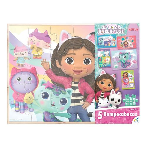 Gabby's  Doll House Set de 5 Rompecabezas de 12 Piezas