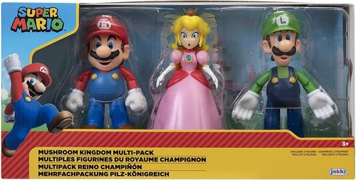 Mario Bross Set de Juegos Reino Champiñon con 3 Figuras Artículadas