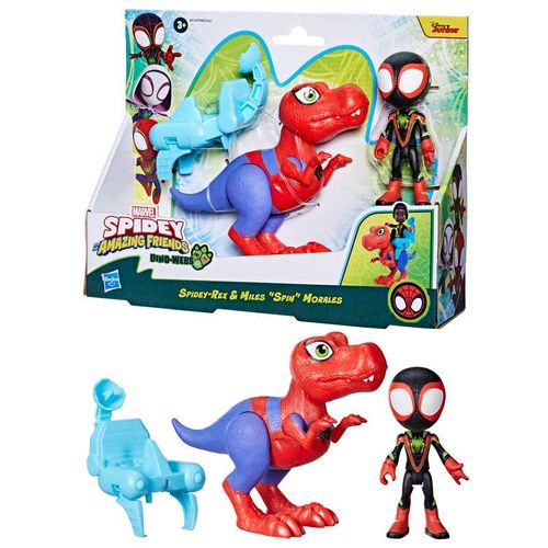 Spiderman Set de Figuras Spidey And His Amazing Friends Dino-Webs Spidey-Rex Y Miles “Spin” Morales