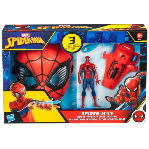 Spiderman Set de Juegos: Máscara de Spiderman para Niños, Lanzatelarañas y Figura de Acción