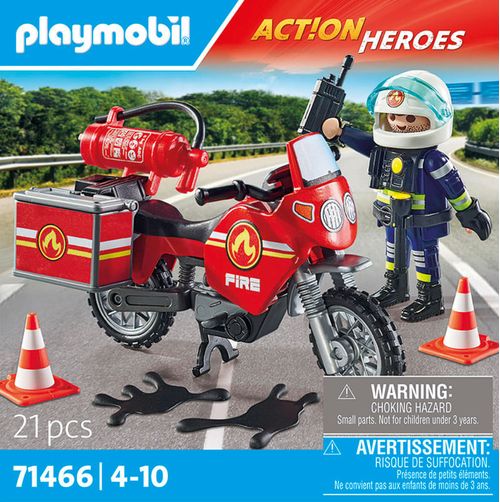 Playmobil Vehículo de Acción Moto de bomberos