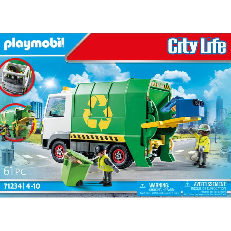 Playmobil-City-Life-Vehiculo-Camion-de-Reciclaje