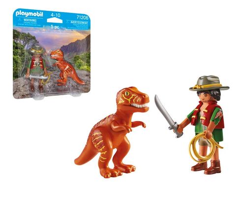 Playmobil 2 Pack Aventurero con Dinosaurio T-Rex