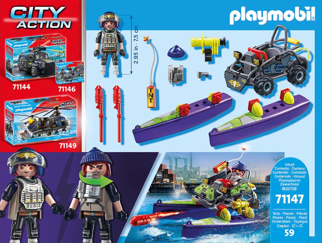 PLAYMOBIL – Véhicule Amphibie Custom + Conducteur + 5 Soldats (REF-001)