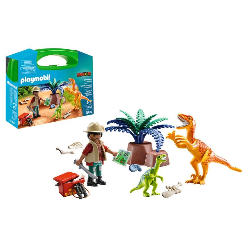 Playmobil-Carrying-Case-Dinosaurios-y-Explorador-70108