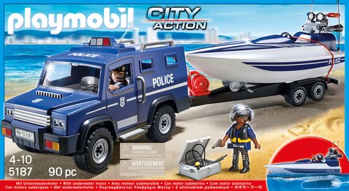 Playmobil Rescue Coche Policía con Lancha