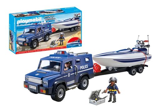 Playmobil Rescue Coche Policía con Lancha