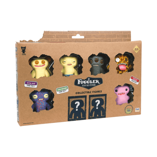 Fuggler collectible figures 8 pack Grin Yellow,Squidge Yellow,Alien Brown,Boogah Leopard,Squidge Purple,Mcgoo Lilac & 2 Surprise Fuggler FUG06000