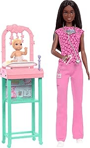 Barbie Profesiones Set Enfermera Cabello Oscuro con Bebé JCR71