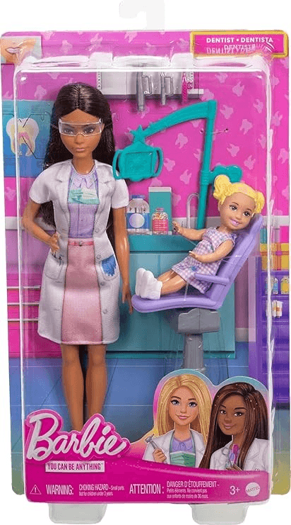 Barbie Profesiones Set Dentista Cabello Castaño con Niña JCR71