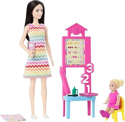 Barbie Profesiones Set Maestra Cabello Negro con Niña JCR71