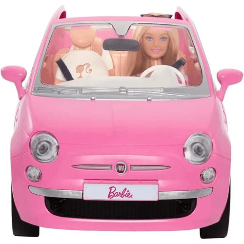 Barbie Vehículo para Muñecas Fiat Rosa con Muñeca HRG59