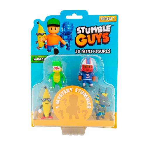 Famosa Stumble Guys 5 pack T-Rex, Quarterback, Banana Guy, Anubis y Mistery Stumble Figura 5 cm