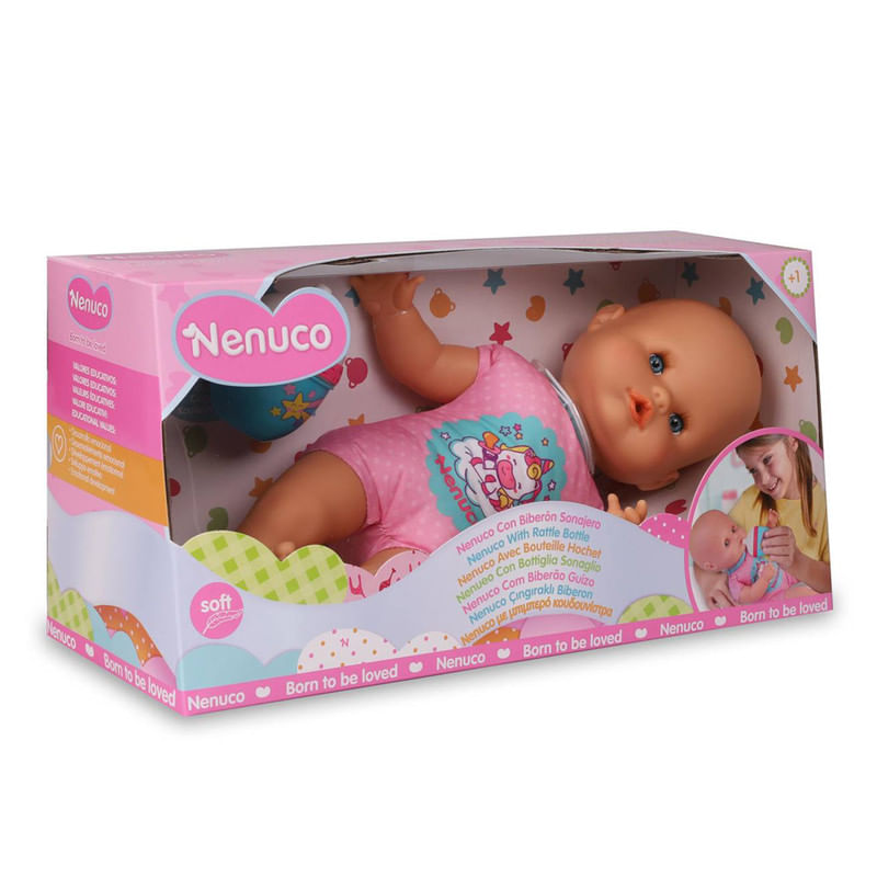 Famosa-Nenuco-Biberon-y-Sonajero-Rosa