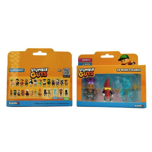 Famosa Stumble Guys 3 pack wave 3 Dark Firefist, Watermelon Guy & Capt DiamondHeart