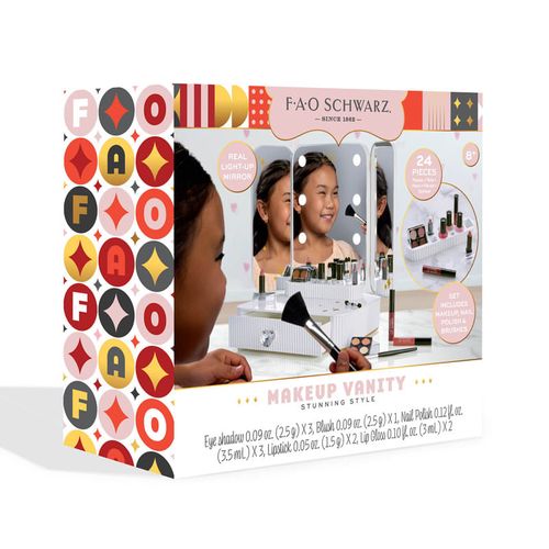 FAO Schwarz Tocador de Maquillaje para Niñas 24 Piezas con Tirador de Diamantes - Cosméticos 1153011380