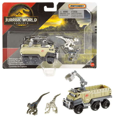 Matchbox Jurassic World  Transportador Dinosaurios  Velociraptor Blue Y Atrociraptor JGL74