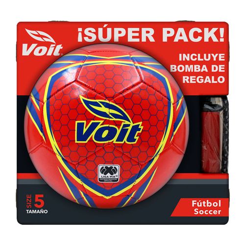 Voit Pack Balón Soccer No.5 + Bomba 8 Pulgadas Mix 81785