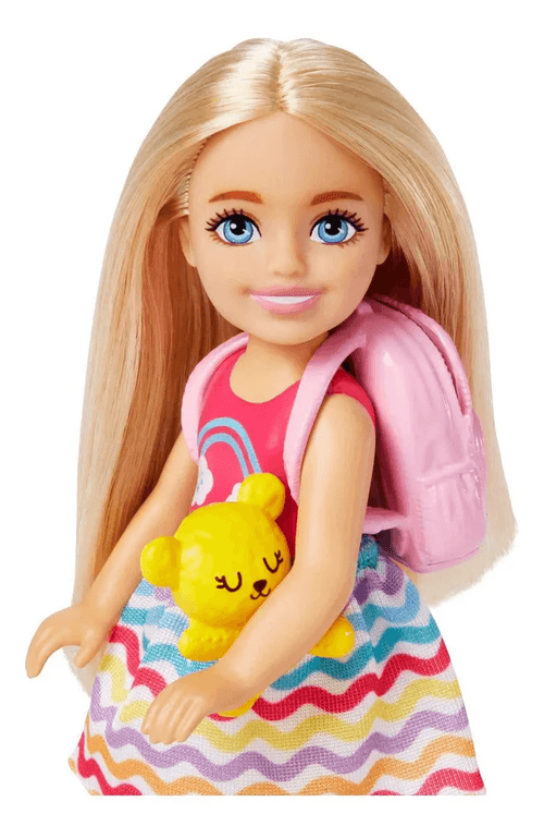 Barbie Chelsea Viajera con Perrito Incluye 7 Accesorios de Viaje
