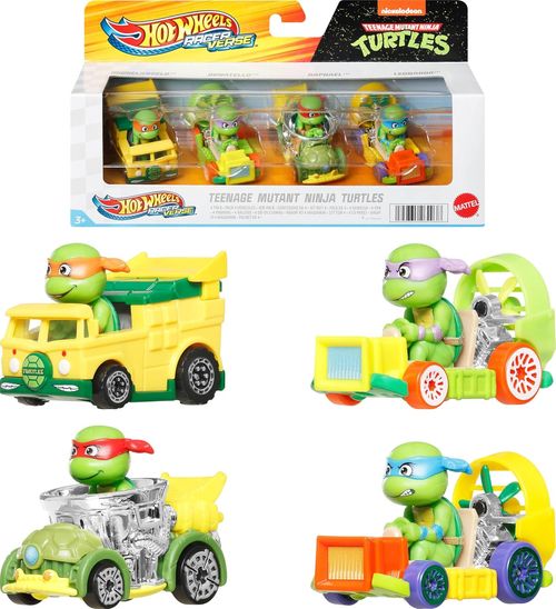 Hot Wheels RacerVerse Tortugas Ninja Paquete 4 Personajes HKD30