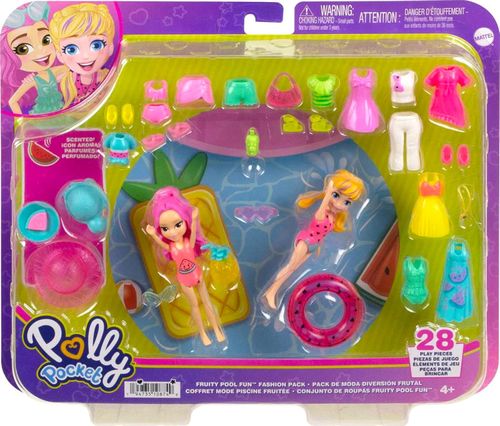 Polly Pocket Set de Juegos Moda de Playa 2 Muñecas con más de 15 accesorios