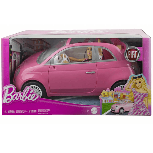 Barbie Vehículo para Muñecas Fiat Rosa con Muñeca HRG59