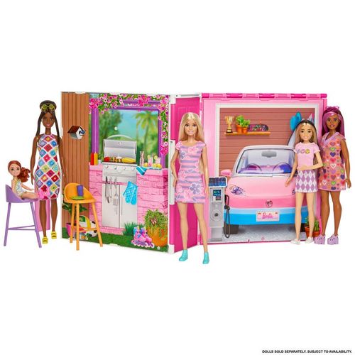 Barbie Glam Set Getaway House con 4 Áreas de Juego: Cocina, Baño, Dormitorio y TV Room