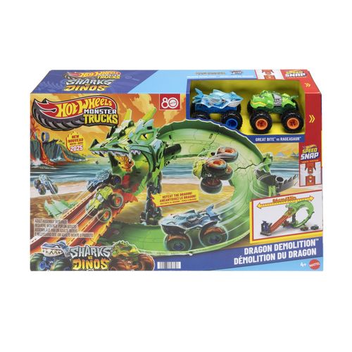 Hot Wheels Pista Tiburones vs Dinosaurios  Destrucción Épica JFR06