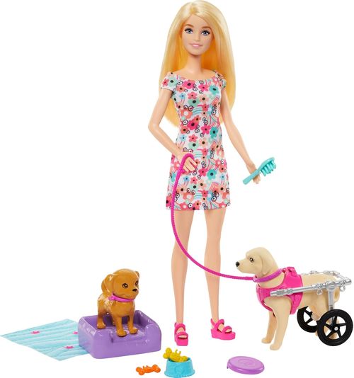 Barbie Inclusión Paseo Perrito con Silla de Ruedas