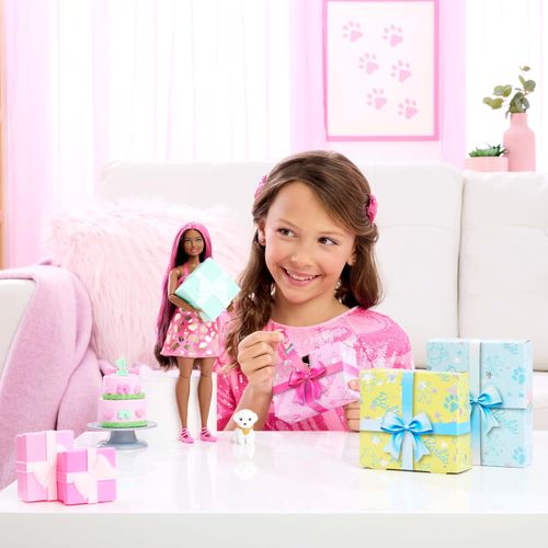 Barbie Party Unboxed Muñeca Fiesta de Mascotas Vestido Rosa JFG68-