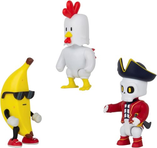 Stumble Guys - 3pack figuras 3": Cap Noheart, Banana Guy y Chiken
