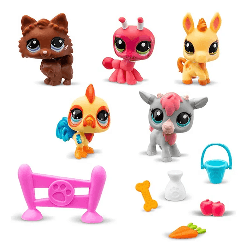 Littlest Pet Set de Figuras de Granja con 5 Mascotitas con Accesorios