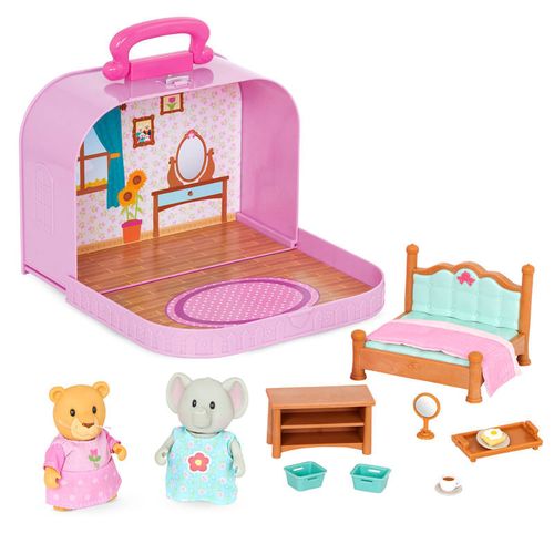 Li’l Woodzeez Set Dormitorio con 2 animalitos y Maleta WZ6812Z