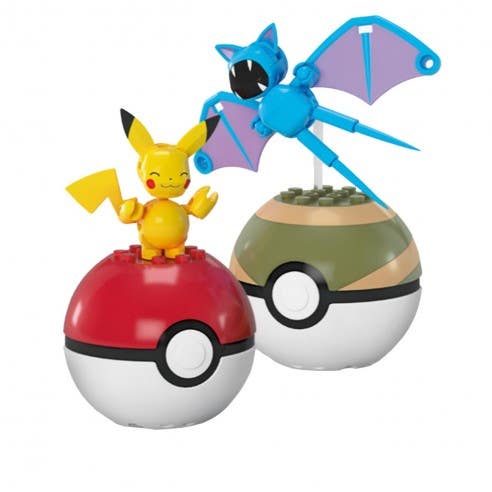 Pokémon 2 Pack Pokébolas Inluye a Pikachu y Zubat Mega Bloks